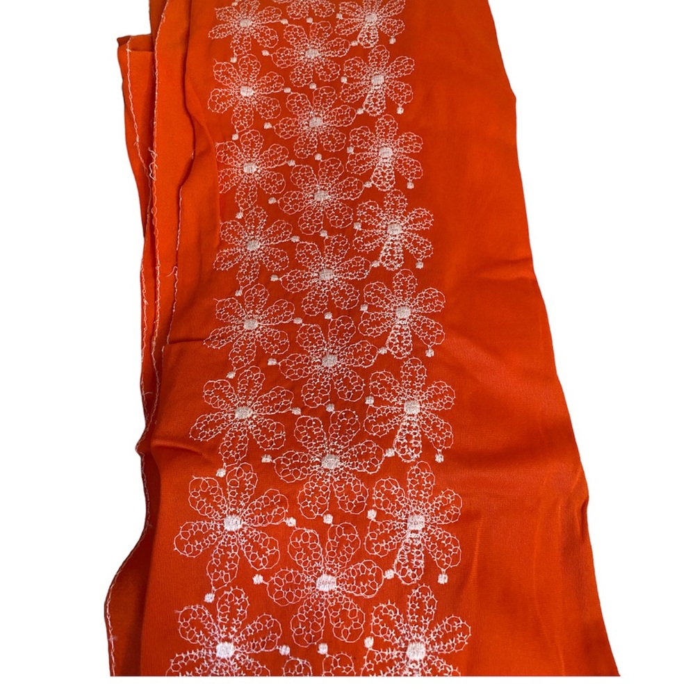Vintage 1970s embroidered orange trim
